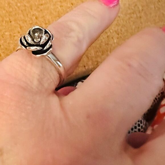 ROSE Gothic Antique Washed Silver Rose Ring Adjustable Detachable Poison - Picture 6 of 12